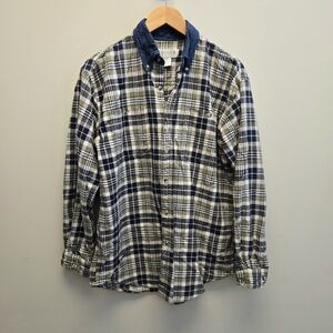 Vintage Medium Great Lakes Recreation Plaid Denim Button Cotton Shirt
